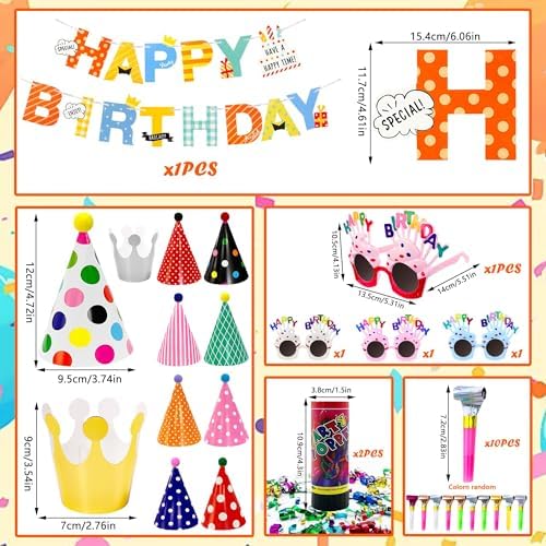 28 pcs Birthday Party Decor Set with Confetti Poppers