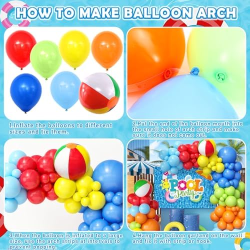 129Pcs Pool Party Decorations Birthday Supplies
