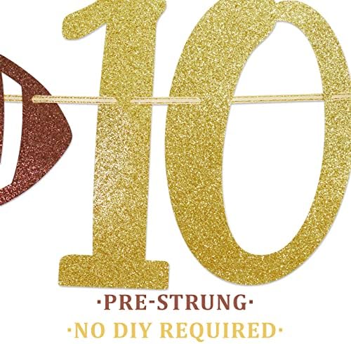 10th Year Down Glitter Football Banner