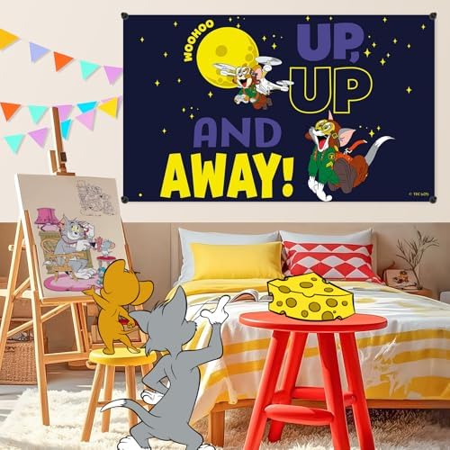 Y-times Cartoon Birthday Banner Backdrop 3x5ft
