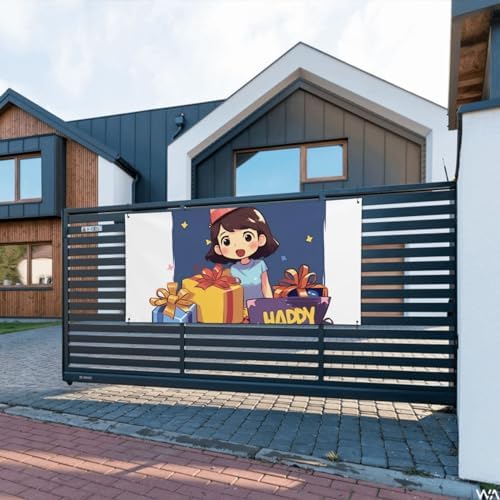 Cartoon Birthday Photo Backdrop Flag 24x47 Inch
