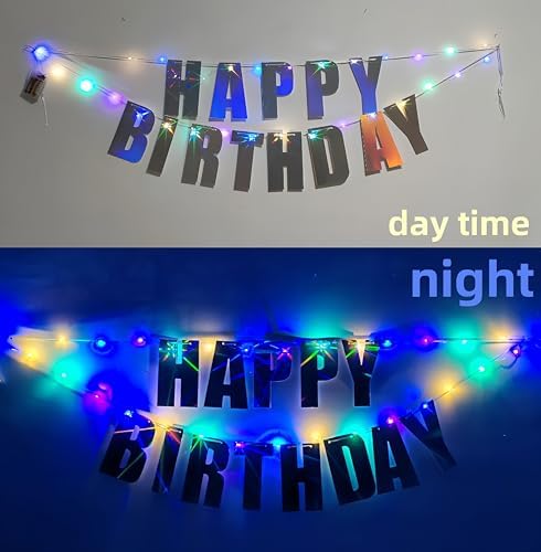 13ft Waterproof LED Birthday Banner with Iridescent Letters