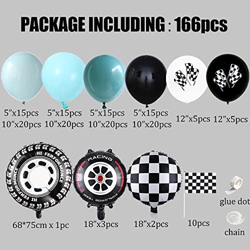 Race Car Balloon Garland Arch Kit with 166PCS Balloons