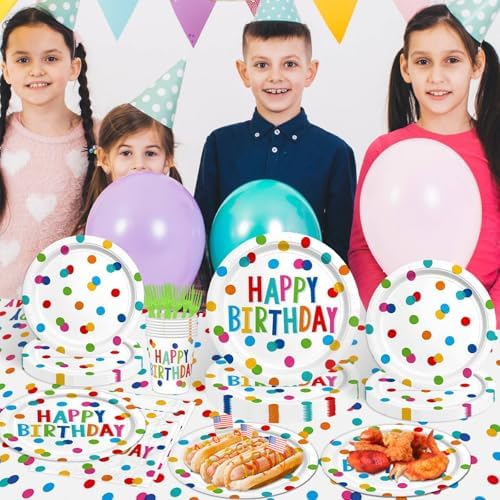 Birthday Party Supplies Set with Polka Dot Design