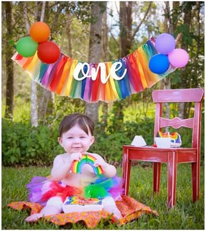 Rainbow High Chair Banner for 1st Birthday Party