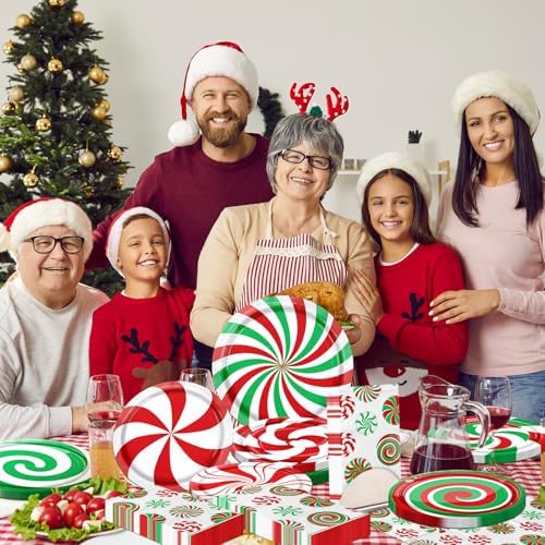 Christmas Candy Cane Plates and Napkins 60pcs Set