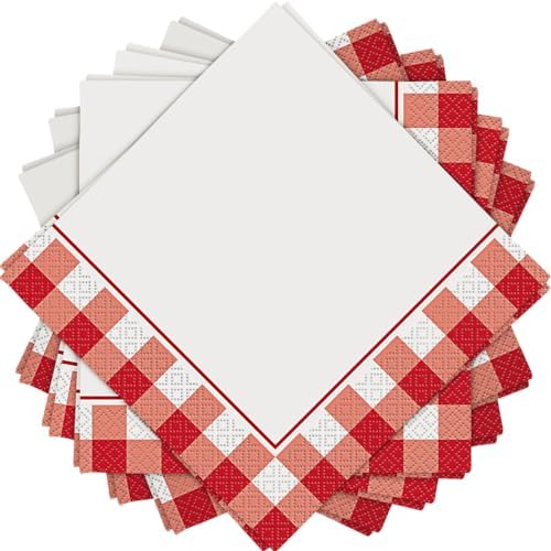 Unique Red Gingham Luncheon Napkins Pack of 16