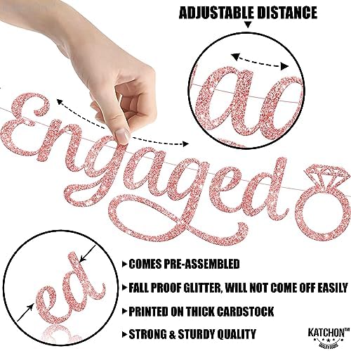 KatchOn Rose Gold Glitter Engagement Banner - 10ft