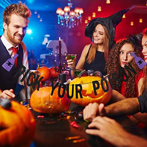 Black Glitter Pick Your Poison Halloween Banner 1