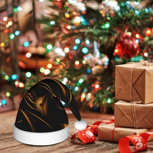 QinZheng Personalized Santa Hat Black Gold Velvet Plush