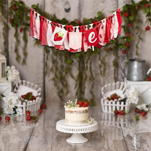 Strawberry First Birthday High Chair Banner