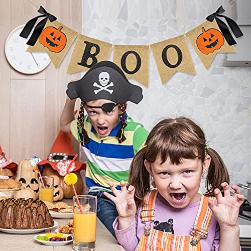 Whaline Halloween Bunting Banner with Glitter Pumpkin and Boo Design