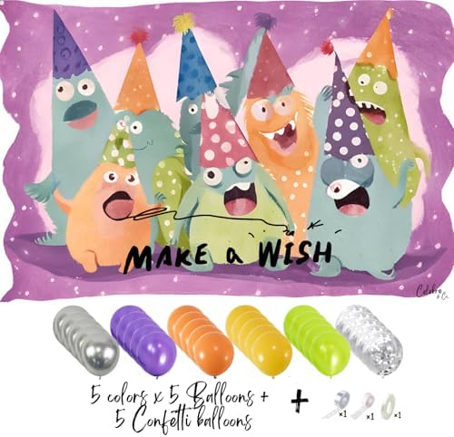 Monster Themed Birthday Backdrop for Kids Party
