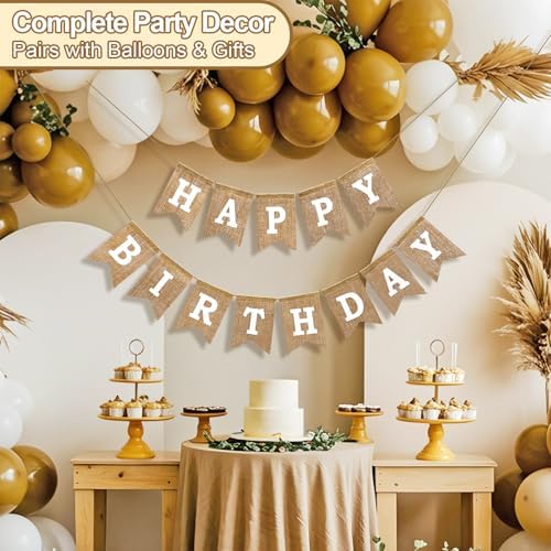 Happy Birthday Banner Pre Strung Burlap 9ft Birthday Decorations