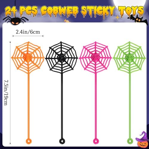 VICROIC 24PCS Sticky Spider Web Toy Set for Kids