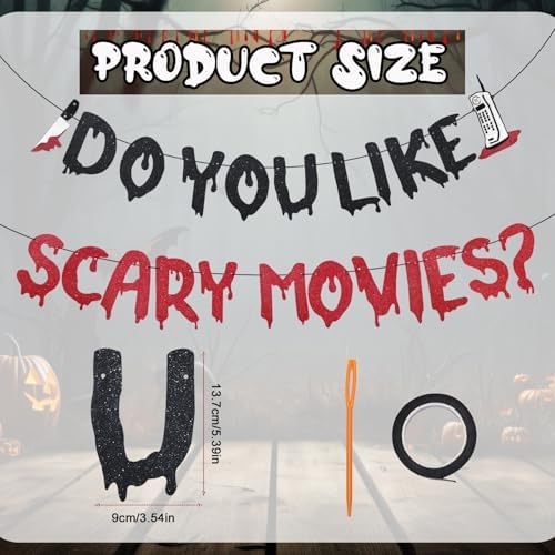Halloween Banner with Glittery Scary Movies Design