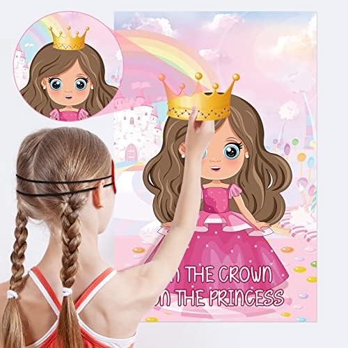 Hooqict Pin The Crown Princess Party Game Set