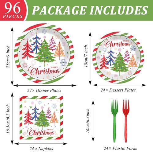 OBUSATT 96Pcs Christmas Party Supplies Set