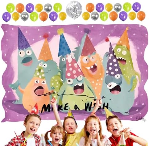 Monster Themed Birthday Backdrop for Kids Party