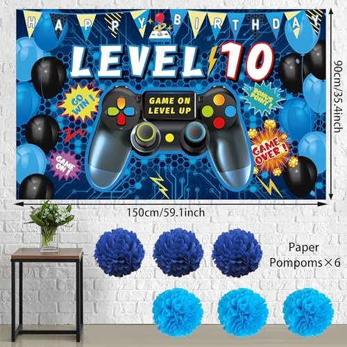 Vlipoeasn 10th Birthday Video Game Party Decorations