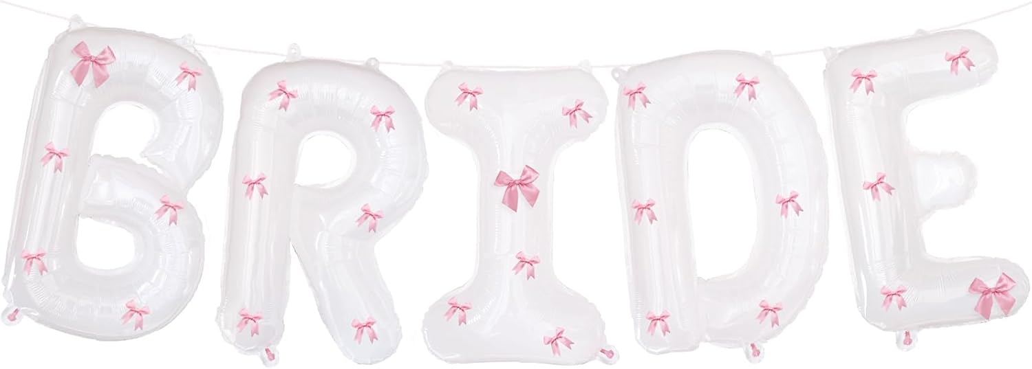 Pink Bow Bride Balloons 40 Inch for Wedding Decorations