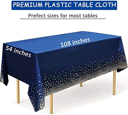 Navy Blue Tablecloths 2 Pcs - Glittery Graduation Party Cover