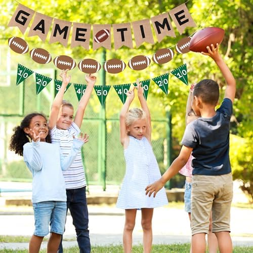 Football Burlap Felt Banners 3pcs Game Time Yard Line Decoration