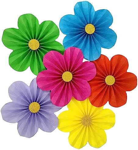 Mybbshower 12 Inch Paper Flower Fan Decorations Pack of 6