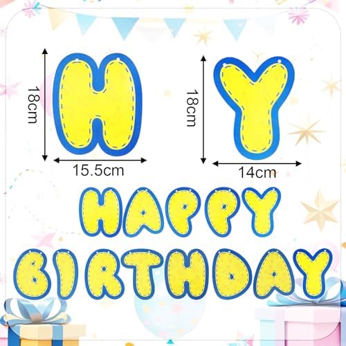 Yellow Birthday Banner with Cute Cartoon Letters