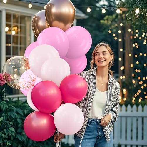 Pink and Rose Gold Balloon Set 12 Inches 70 Pcs Party Balloons