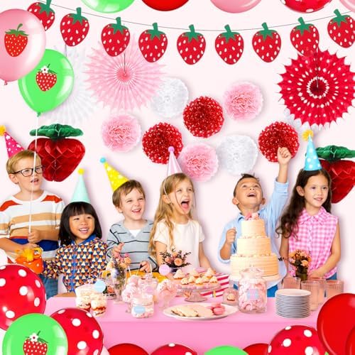 Outus Strawberry Party Decorations Hanging Set