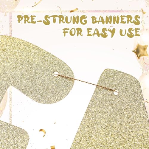 Yeaqee Pre-Strung Mr Mrs Gold Glitter Banner