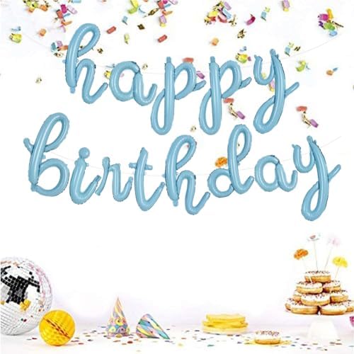 TONIFUL Light Blue Happy Birthday Balloons Banner