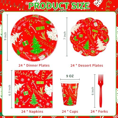 DYLIVeS Christmas Tree Party Supplies Set 24 Guests