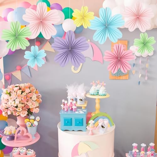 Zilue Paper Fans Decor Pack of 9 Pastel