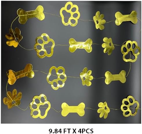 Gold Double Sided Dog Paw Party Banner Decorations