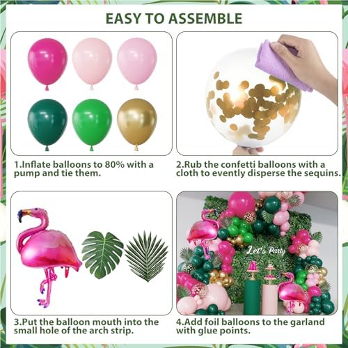 156Pcs Tropical Flamingo Balloon Garland Kit