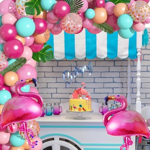 142Pcs Tropical Flamingo Balloons Garland Arch Kit