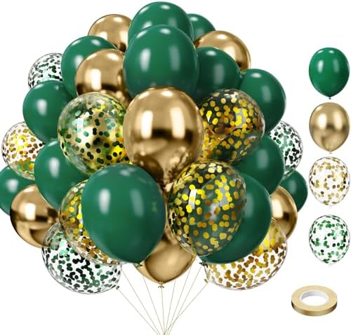 Green and Gold Balloons 75PCS 12in 5in Party Decor Set