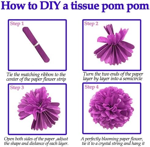 Navy Blue and Silver Tissue Paper Pom Poms Flower Set 28PCS