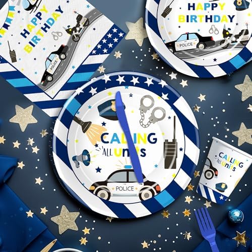 Police Party Decorations Tableware Set for 24 Guests