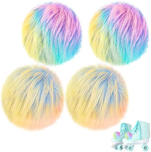 Gejoy 4 Inch Roller Skate Pom Poms with Bells
