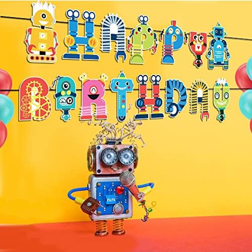 Robot Birthday Banner Happy Birthday Decor