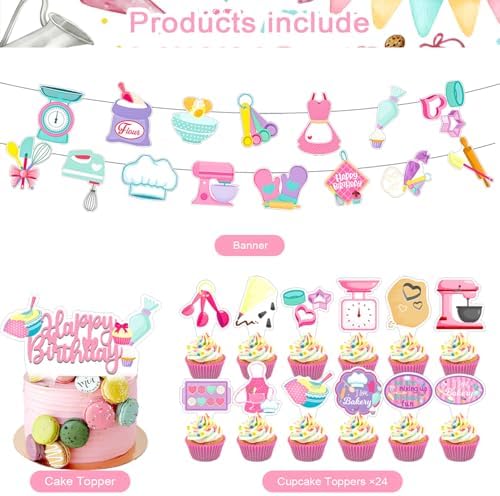59 Pcs Baking Birthday Party Supplies Set