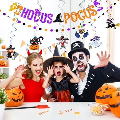 Halloween Banner Bunting Decor Set with Glitter
