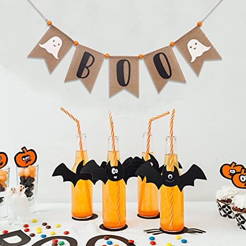 Boo Burlap Halloween Banner with Ghost and Fireplace Garland