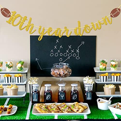 10th Year Down Glitter Football Banner