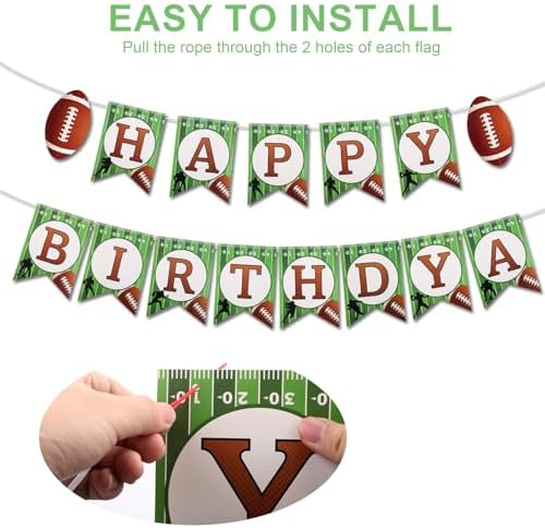 Football and Rugby Happy Birthday Banner for Party Decorations