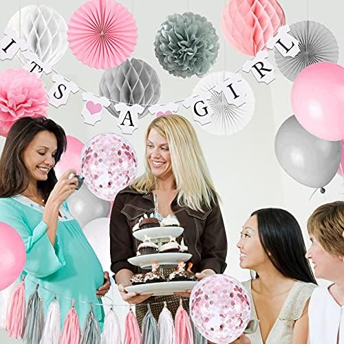 Baby Shower Decorations for Girl Pink and Grey
