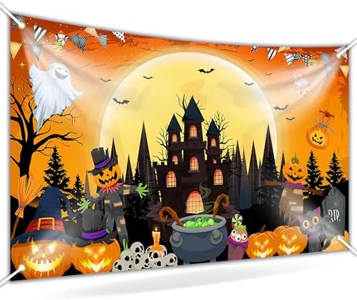 Avezano Happy Halloween Banner 6x36 ft Orange
